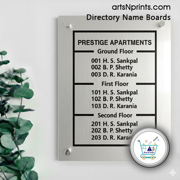 GJ g+ 2 floor apartments directory signs ACP designs order online delivery across Ahmedabad Gujarat and India by artsnprints