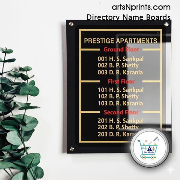 KA g+ 2 floor apartments directory signs designs order online delivery across Bangalore karantaka by artsnprints