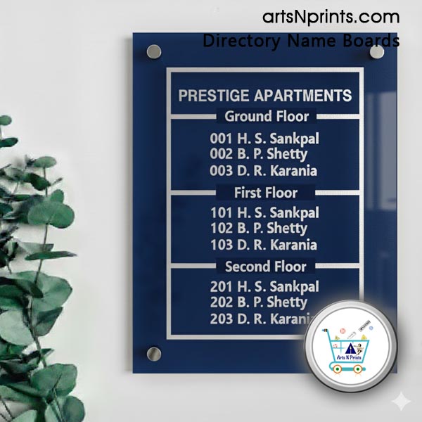 Py g+ 2 floor apartments directory signs Brown glass look like designs order online delivery across pondicherry and India by artsnprints