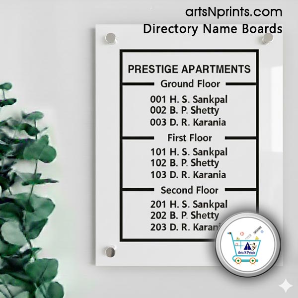 UK g+ 2 floor apartments directory signs ACP designs order online delivery across Dehradhun Manali Uttrakhand and India by artsnprints