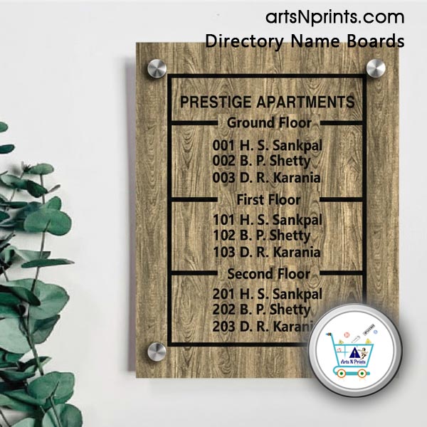 AP g+ 2 floor apartments directory signs ACP designs order online delivery across Visakhapatnam Vijayawada Kurnool Kakinada Andhra Pradesh and India by artsnprints