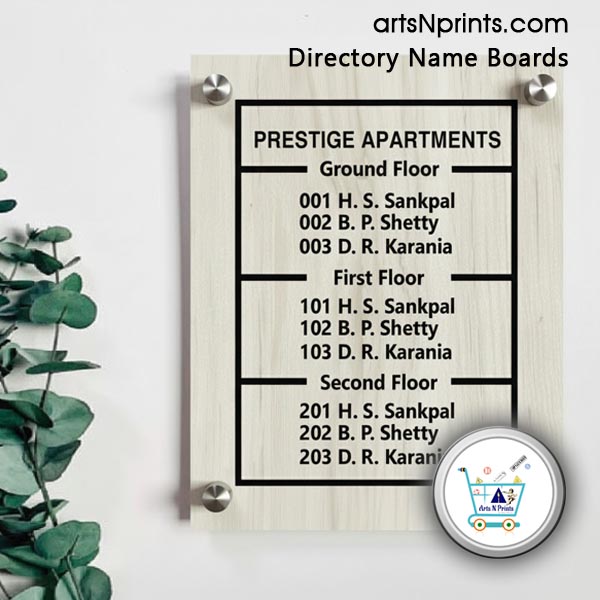 WB g+ 2 floor apartments directory signs HPL designs order online delivery Kolkata Asansol Siliguri Durgapur West Bengal and India by artsnprints